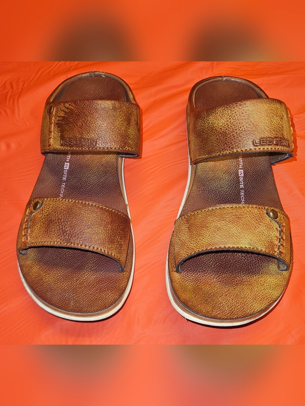 Born Lee Grain Street Style Men's SIZE 43 Brown Leather Slide Sandals EUC